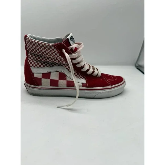 Vans Old Skool Hi-Top Sneakers US M 6.5/ W 8.0Red Check Lace Up Skateboard Shoes - Picture 8 of 10